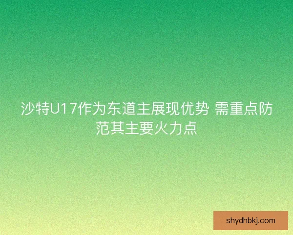 沙特U17作为东道主展现优势 需重点防范其主要火力点 沙特U17作为东道主展现优势 需重点防范其主要火力点